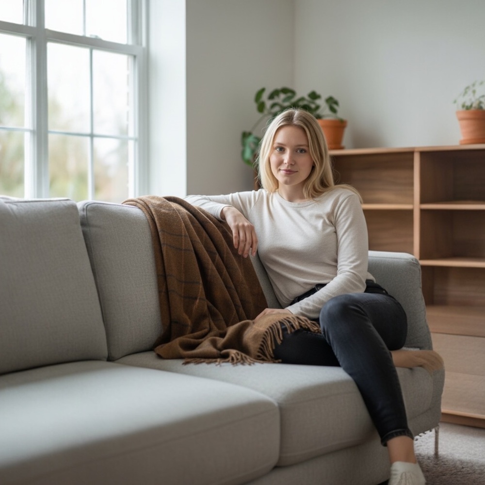 CASPER Pinstripe Plaid Throw Brown OS